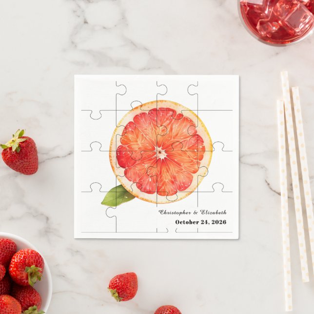 Cute Squeeze the Day Citrus Grapefruit Wedding Pappersservett (Insitu)
