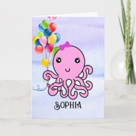Cute Squid Birthday Personalize Namn Age Octopus C Kort