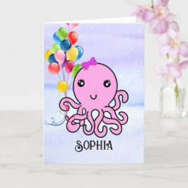 Cute Squid Birthday Personalize Namn Age Octopus C Kort