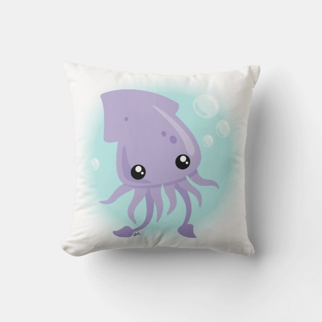 Cute Squid Dekorativ kudde (Framsida)