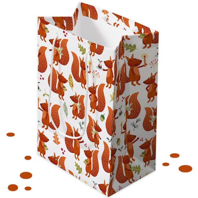 Cute Squirrel (Fun squirrel pattern holiday gift bag)