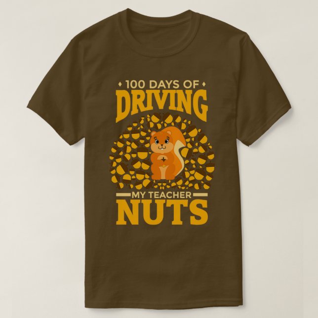 Cute Squirrel 100 dagars körning av min lärare Nöt T Shirt (Design framsida)