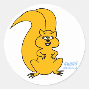 Cute Squirrel Älskare Tecknad Stickers Runt Klistermärke