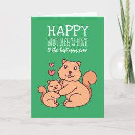 Cute Squirrel Animal Tecknad Lycklig Mors dag Kort