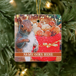 Cute Squirrel Anpassade jul Nöt Julgransprydnad Keramik