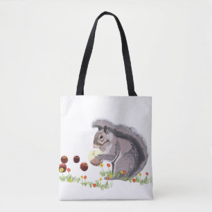 Cute Squirrel äter ett äpple Tygkasse