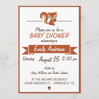 Cute Squirrel - Baby Shower-inbjudan Inbjudningar