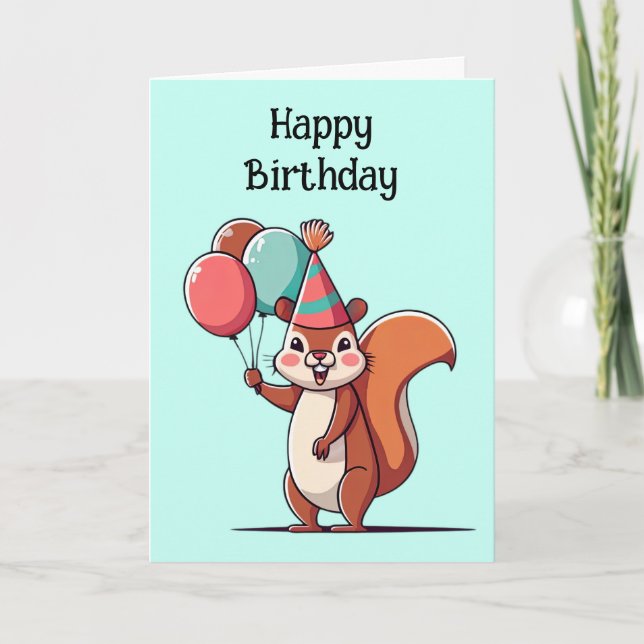 Cute Squirrel Birthday Kort (Framsida)