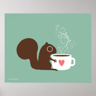 Cute Squirrel Coffee Älskare Kvismisk djurart Poster
