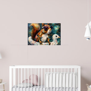 Cute Squirrel Ejoys a Flyt Resa Poster