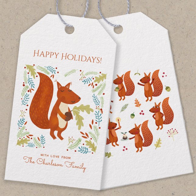 Cute Squirrel Glad helg Personlig Presentetikett (Fun Squirrel personalized holiday gift tag)
