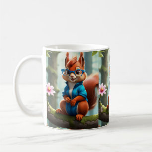 Cute Squirrel Gren vid Träd Kaffemugg