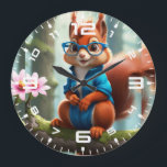 Cute Squirrel Gren vid Träd Stor Klocka<br><div class="desc">Cute Squirrel Gren vid Träd</div>