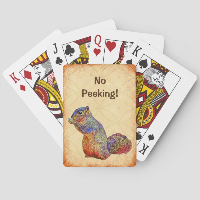 Cute Squirrel Holding Cards Funny Spelkort (Baksidan)