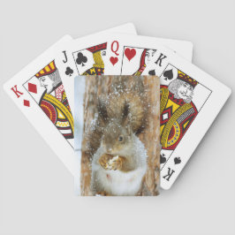 Cute Squirrel i ett vinter liggande Casinokort