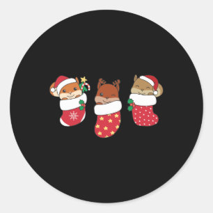 Cute Squirrel i julsock för jul Runt Klistermärke