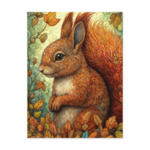 Cute Squirrel i Whimsical Fall Forest