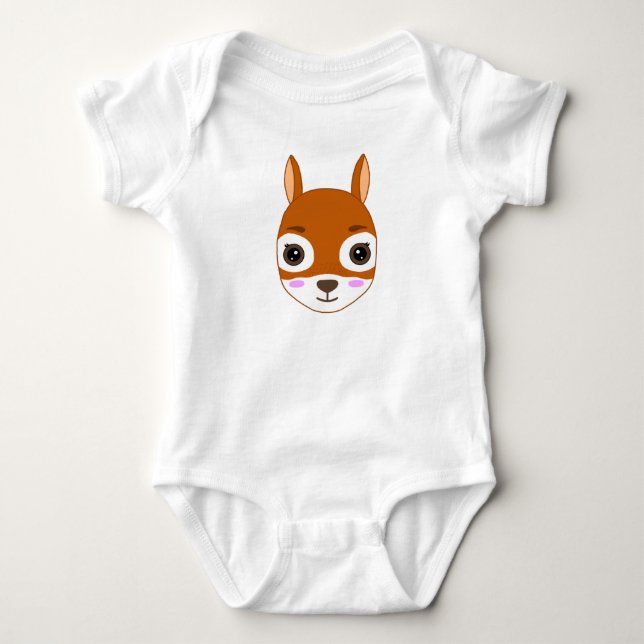 Cute Squirrel Kawaii-design Baby Bodykostym T Shirt (Framsida)
