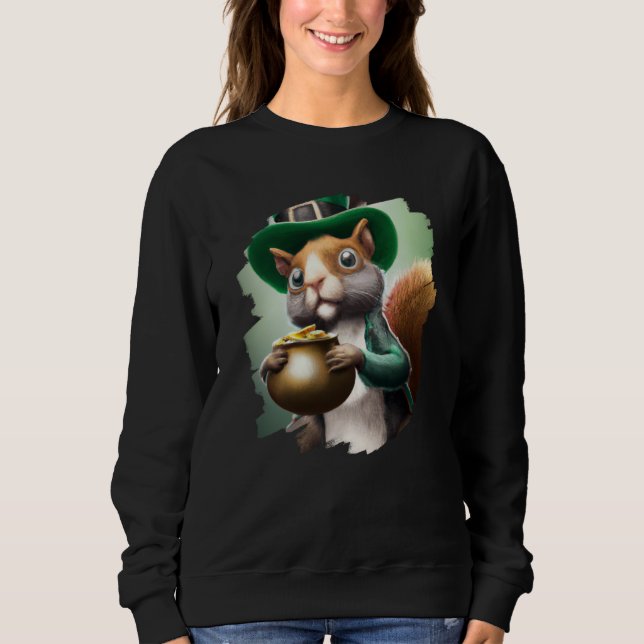Cute Squirrel Leprechaun St Patricks Day Squirrel  T Shirt (Framsida)