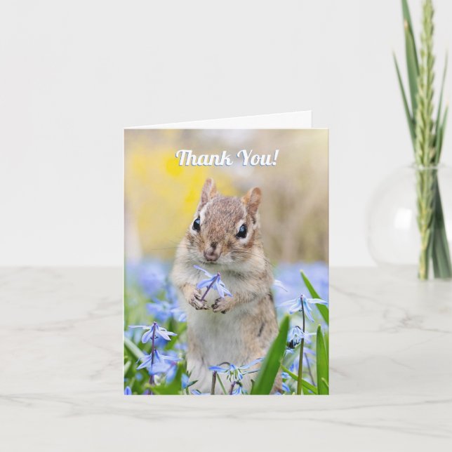 Cute Squirrel med Flower, DIY Message Tack C (Framsida)