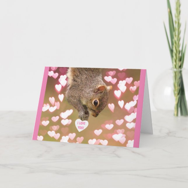 Cute Squirrel med hjärtans Alla hjärtans dag Helgkort (Framsida)