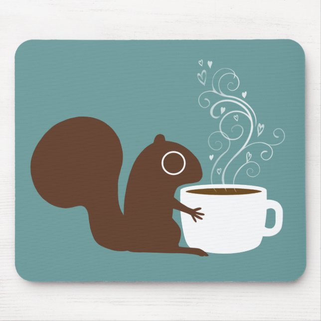 Cute Squirrel med kaffe | Kvismisk djurart Musmatta (Framsidan)