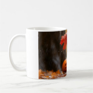 Cute Squirrel med Löv-paraply - höstregn Kaffemugg