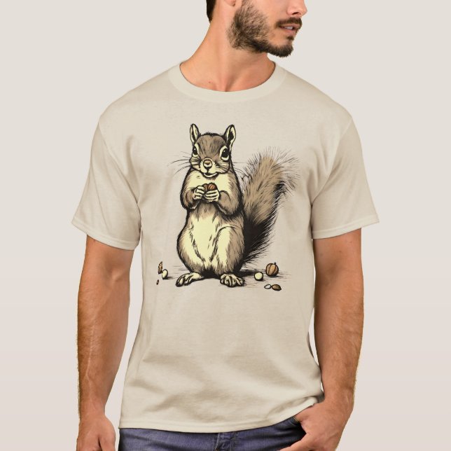 Cute Squirrel med nöt för Djur älskare T Shirt (Framsida)
