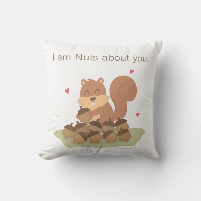 Cute Squirrel Nöt om dig från Kärlek Pillow Kudde (Framsida)