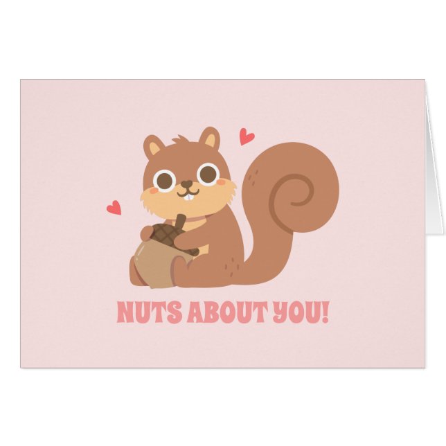 Cute Squirrel Nöt om Valentines day Pun Hälsningskort (Framsidan Horizontal)