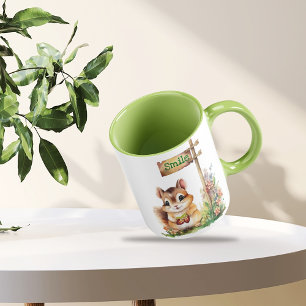 Cute Squirrel och blommor Coffee Mugg