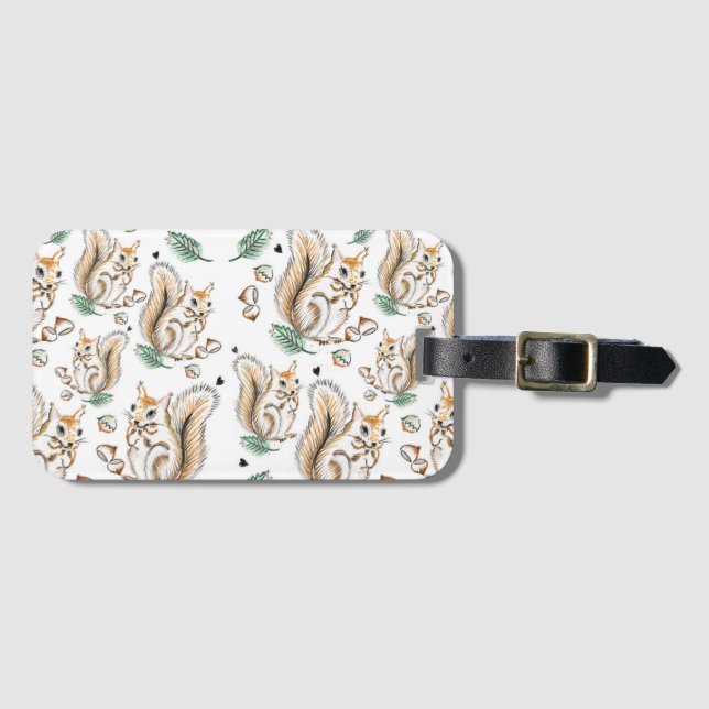 cute squirrel on luggage tag bagagebricka (Framsida horisontal)