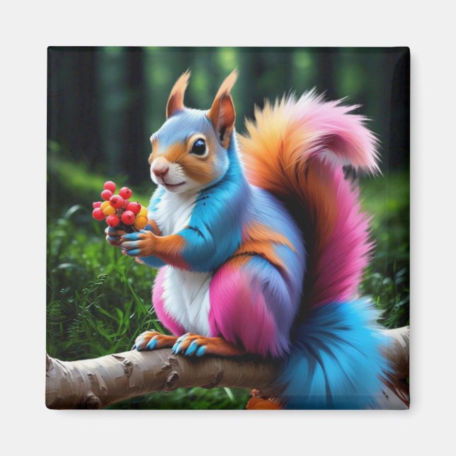 Cute Squirrel på Gren-19274 Magnet (Framsidan)