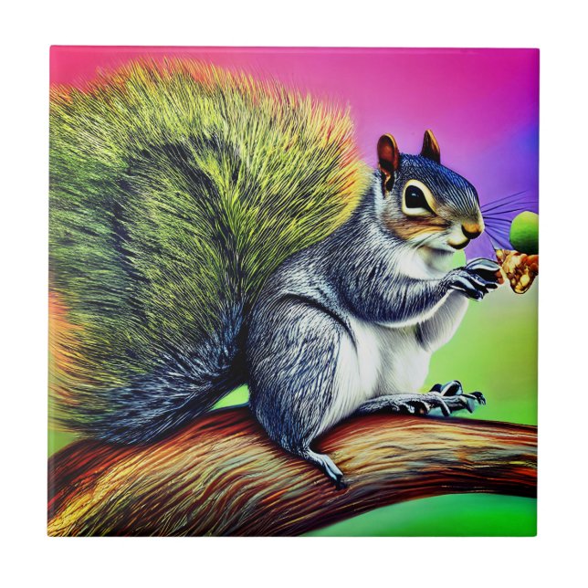 Cute Squirrel på Gren Kakelplatta (Framsidan)