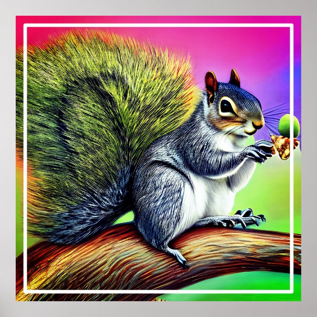 Cute Squirrel på Gren Poster (Framsidan)