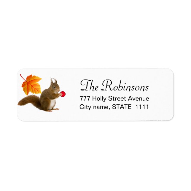 Cute Squirrel på vit etikett Returadress Etikett (Framsidan)