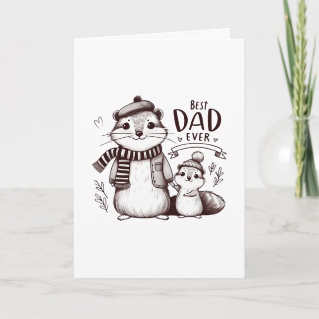 Cute squirrel pappa med baby kort (Framsida)