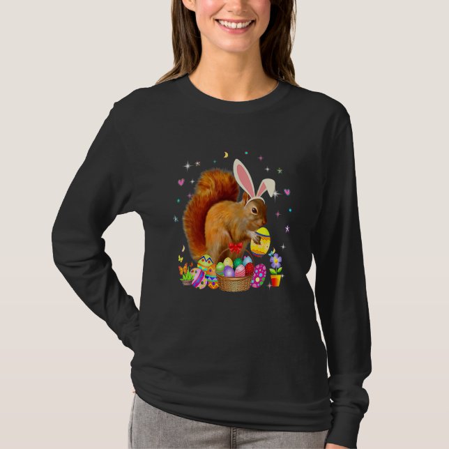 Cute Squirrel Påsk Day Bunny Eggs Påsk Costume T Shirt (Framsida)