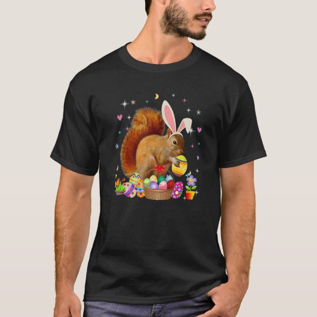 Cute Squirrel Påsk Day Bunny Eggs Påsk Costume T Shirt (Framsida)