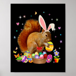 Cute Squirrel Påsk Day Bunny Eggs Påsk Day Cos Poster