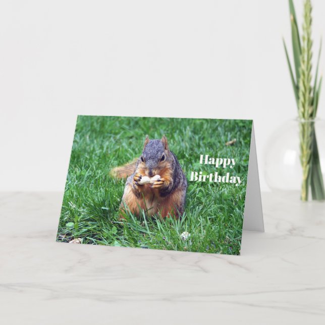 Cute Squirrel Peanut Photo Birthday Kort (Framsida)