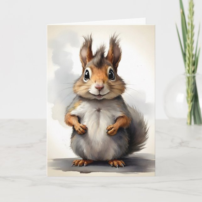 Cute Squirrel Porträtt Blank Hälsning Kort (Framsida)