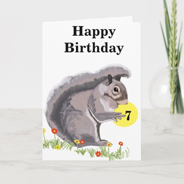 Cute Squirrel, redigerbart födelsedagskort Kort (Framsida)