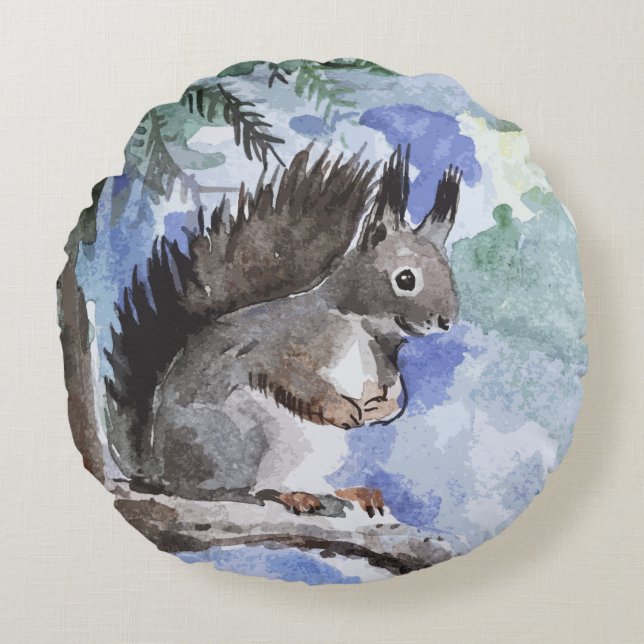 Cute squirrel rund kudde (Framsidan)