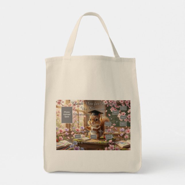 Cute Squirrel Teacher Appreciation Tote Bag Tygkasse (Baksida)