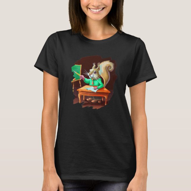 Cute  Squirrel Teacher Professor School T Shirt (Framsida)