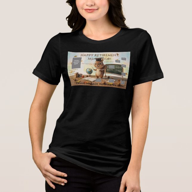 Cute Squirrel Teacher Retirement T-Shirt Year (Framsida)