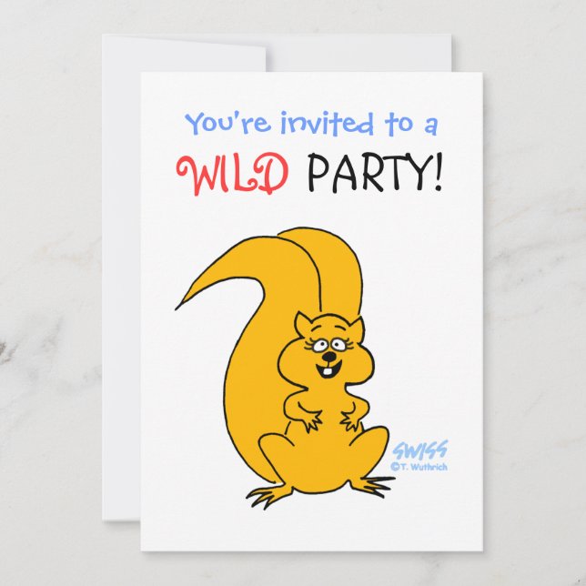 Cute Squirrel Tecknad Art Vild Party Humous Inbjudningar (Framsida)