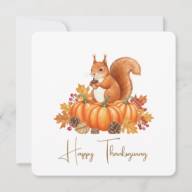 Cute squirrel thanksgiving card  kort (Framsida)