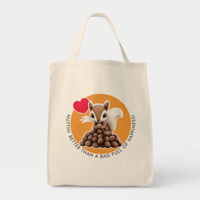 Cute Squirrel Tote Bag Tygkasse (Framsidan)
